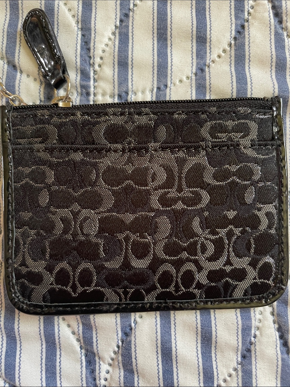 Coach Black Signature Jacquard Card Pouch with Zip
